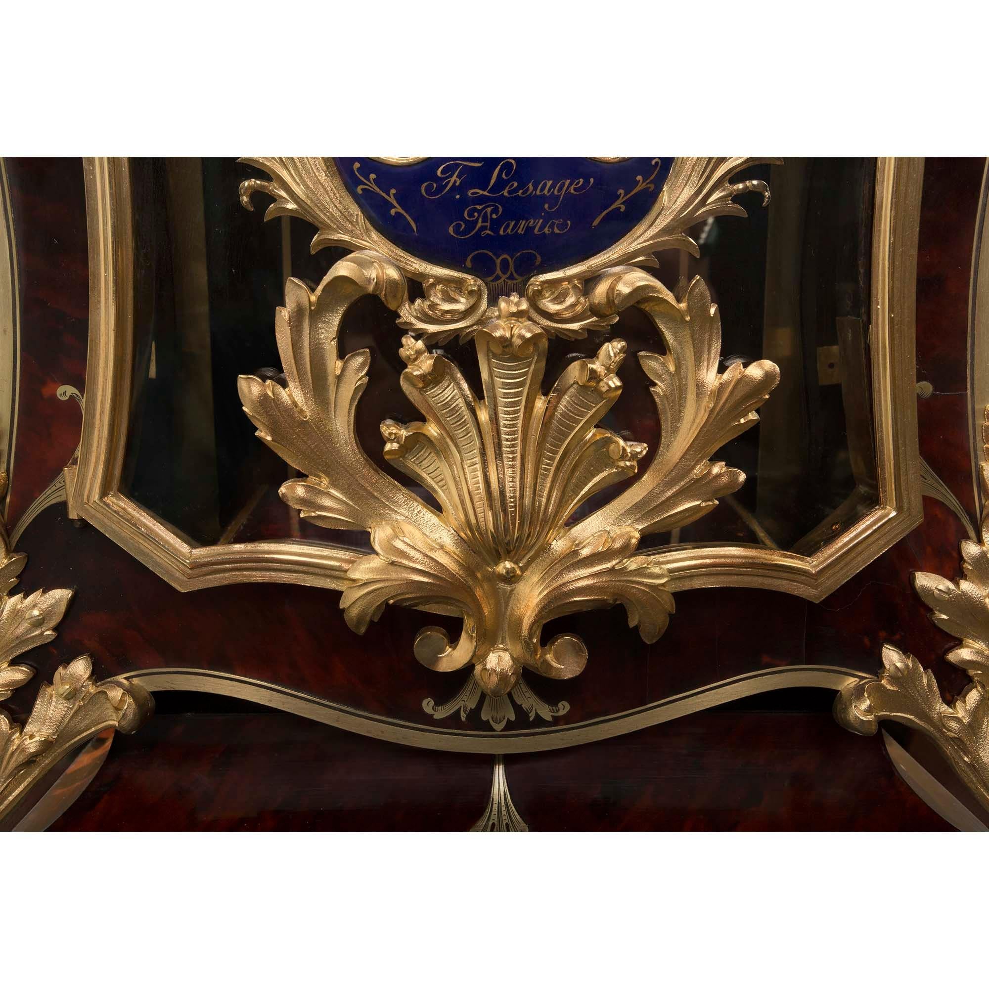 Brass French 19th Century Louis XIV St. Cartel Clock Signed F.Lesage Paris For Sale