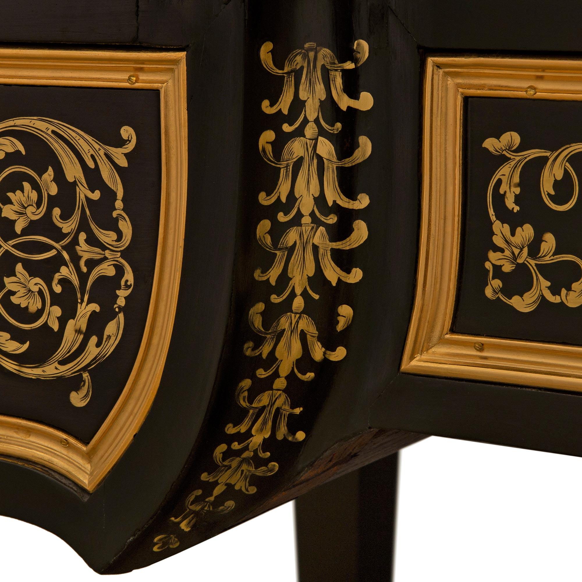 French 19th Century Louis XIV St. Ebony, Brass And Ormolu Boulle Desk For Sale 4