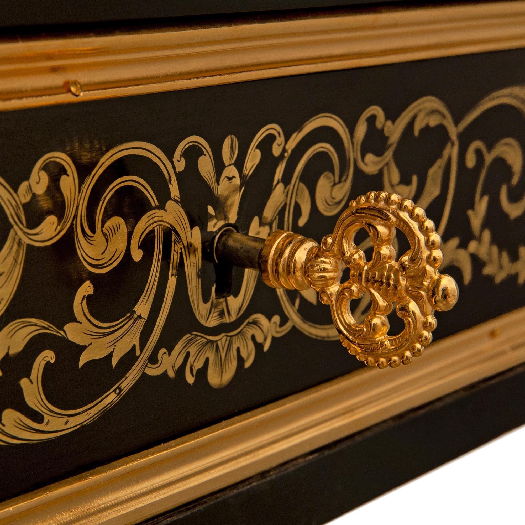 French 19th Century Louis XIV St. Ebony, Brass And Ormolu Boulle Desk For Sale 5