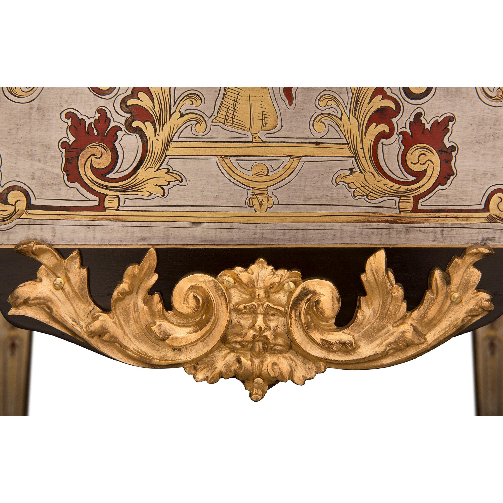 French 19th Century Louis XIV St. Ebony, Ormolu, Pewter and Tortoiseshell Desk For Sale 6