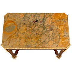 French 19th Century Louis XIV St. Kingwood, Walnut, Ormolu and Marble Side Table