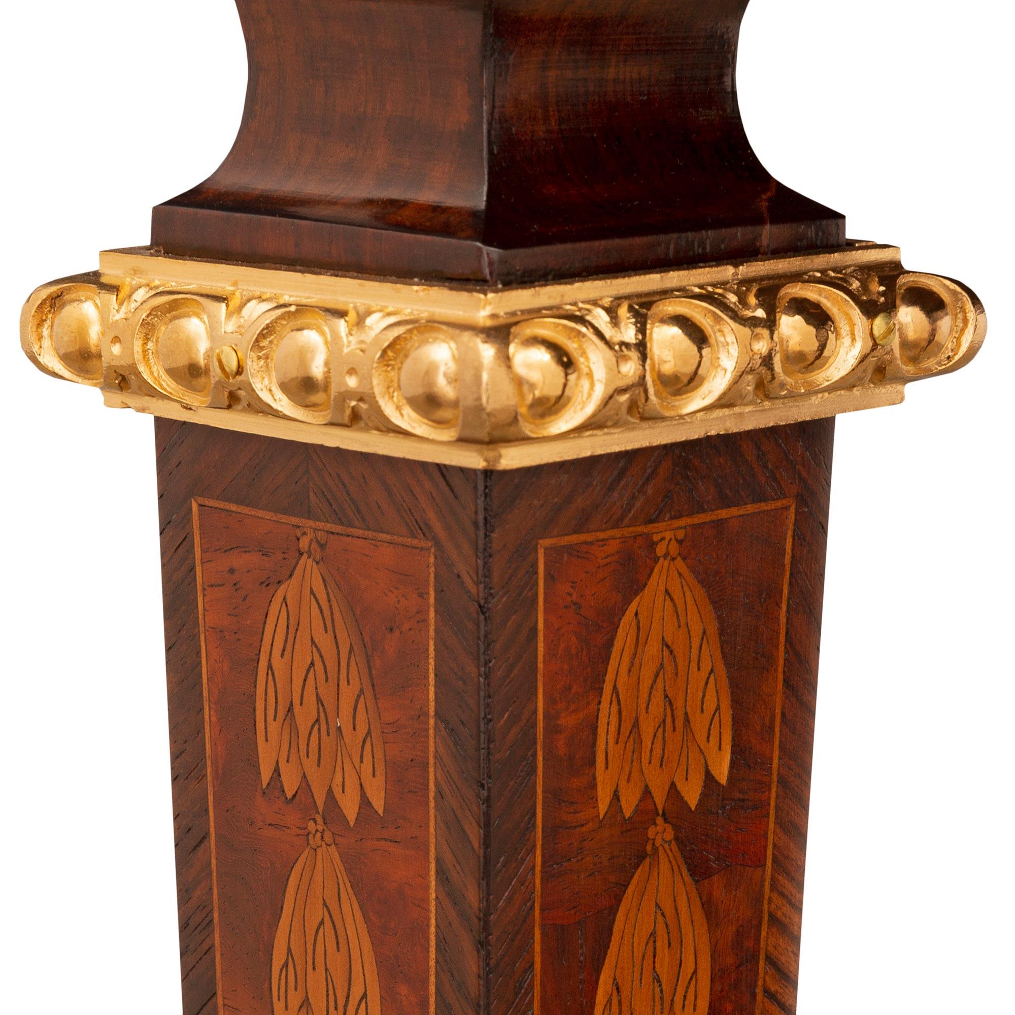 French 19th Century Louis XIV St. Kingwood, Walnut, Ormolu and Marble Side Table For Sale 4