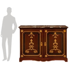 French 19th century Louis XIV st. Mahogany, Kingwood, Palisander, Brass, cabinet