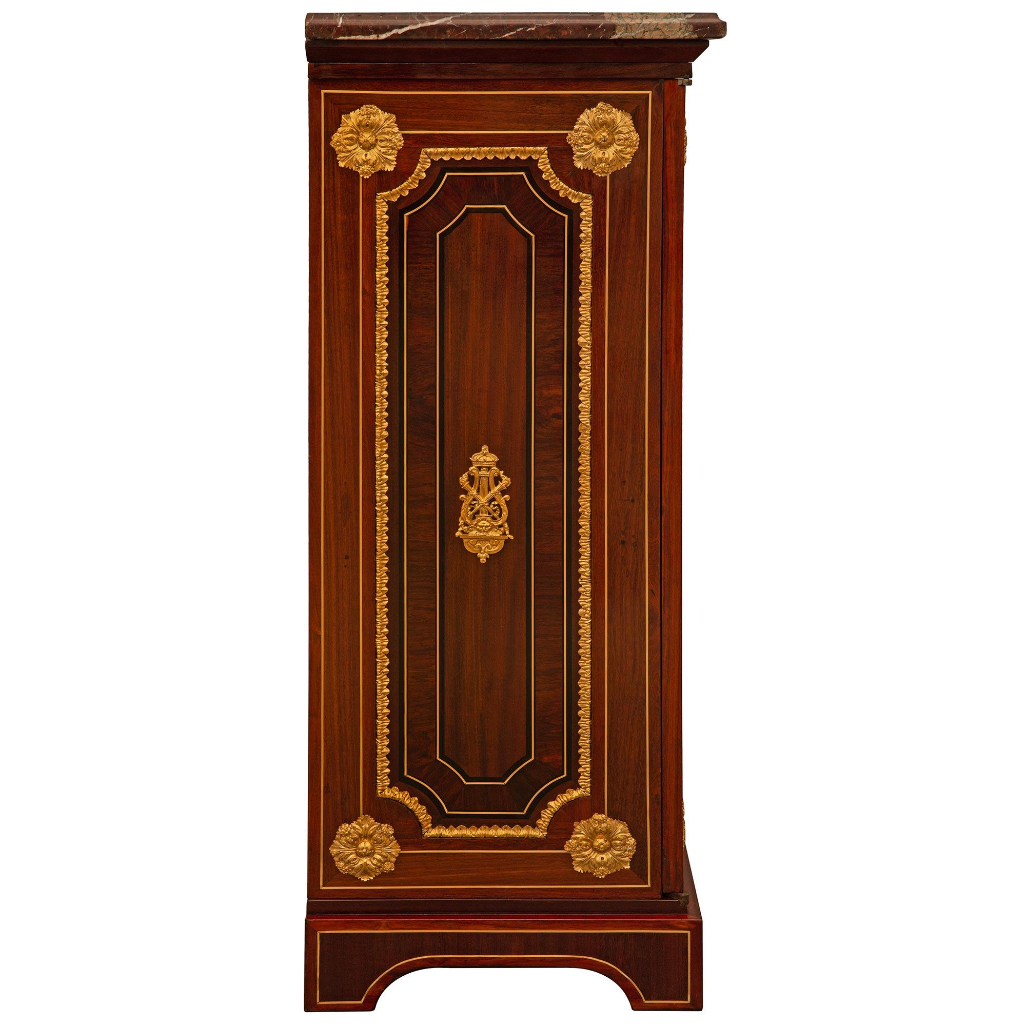 French 19th century Louis XIV st. Mahogany, Kingwood, Palisander, Brass, cabinet For Sale 1