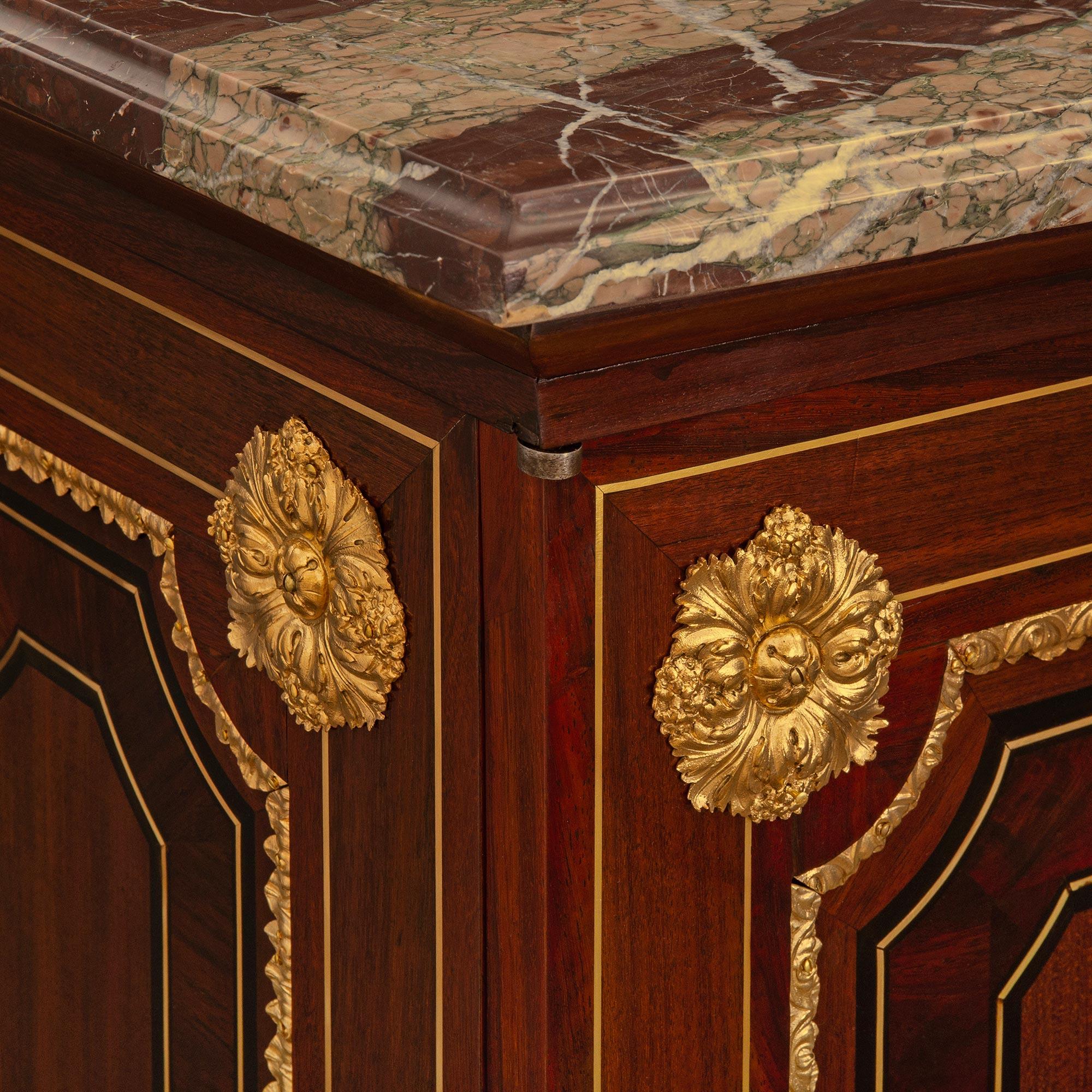 French 19th century Louis XIV st. Mahogany, Kingwood, Palisander, Brass, cabinet For Sale 2