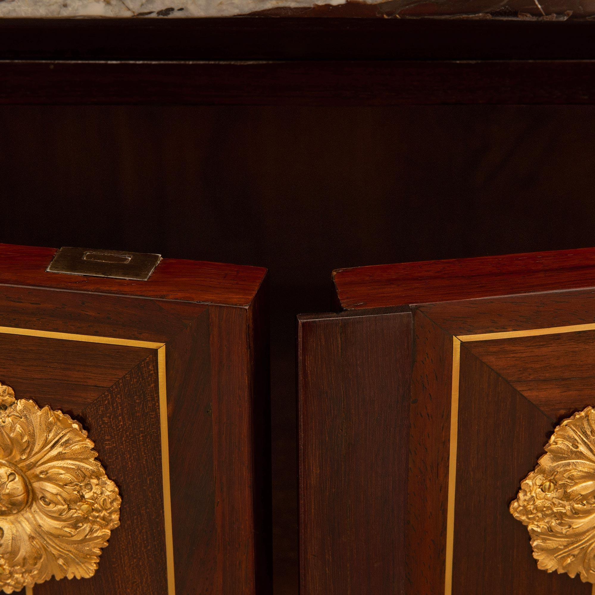French 19th century Louis XIV st. Mahogany, Kingwood, Palisander, Brass, cabinet For Sale 4