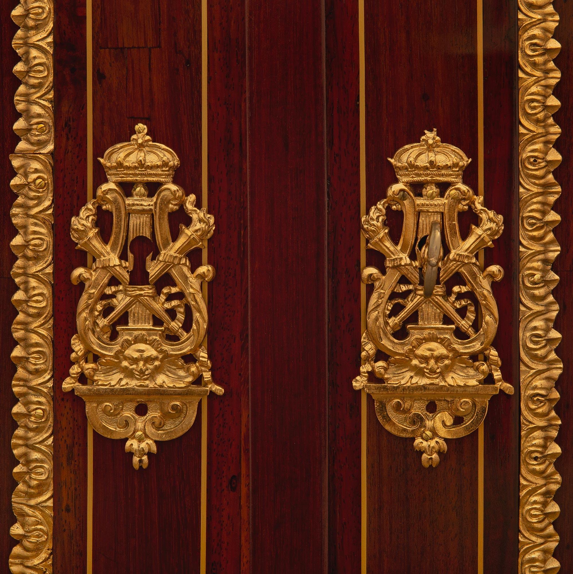 French 19th century Louis XIV st. Mahogany, Kingwood, Palisander, Brass, cabinet For Sale 5