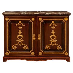 French 19th century Louis XIV st. Mahogany, Kingwood, Palisander, Brass, cabinet
