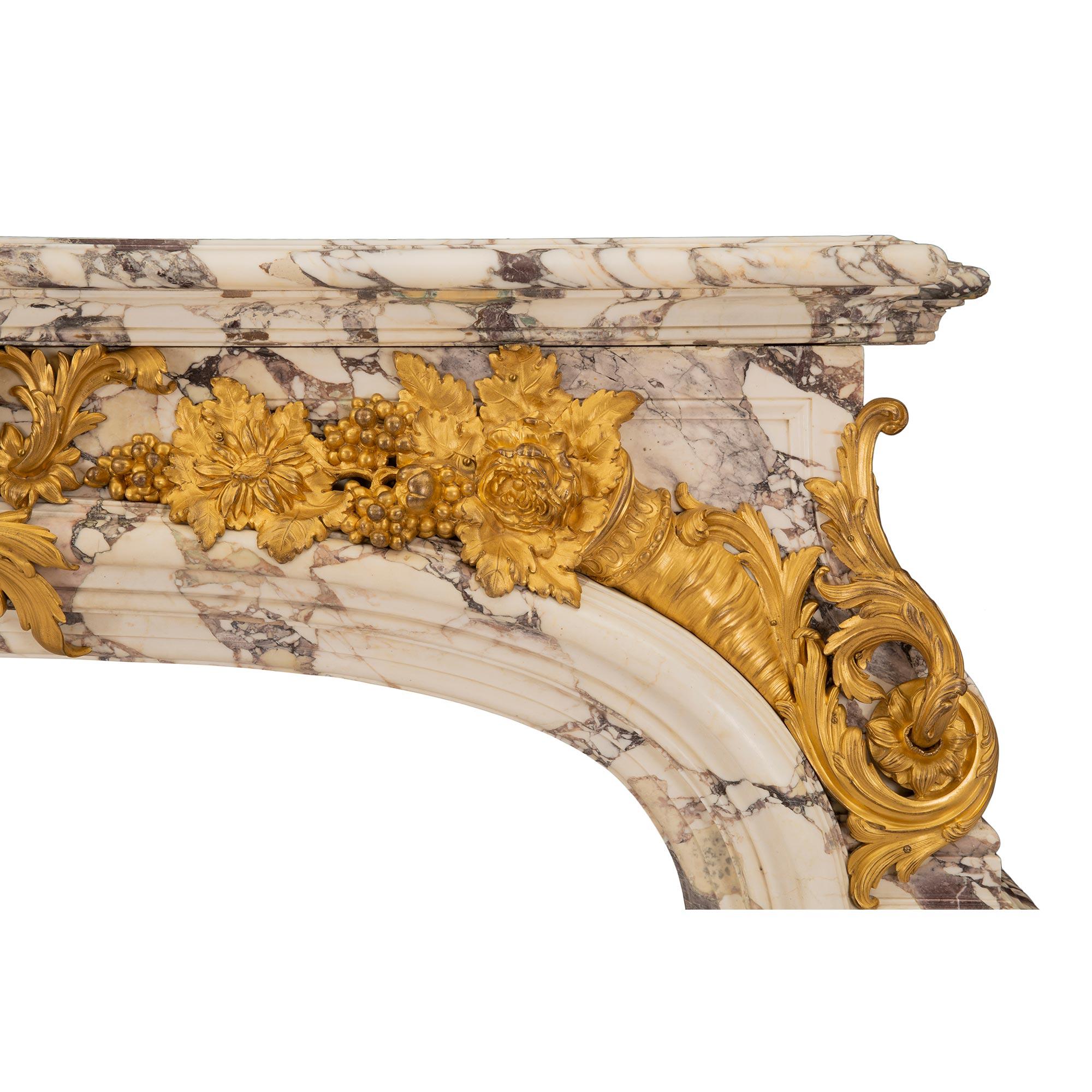 French 19th Century Louis XIV St. Marble Fireplace Mantel with Original Mounts For Sale 1