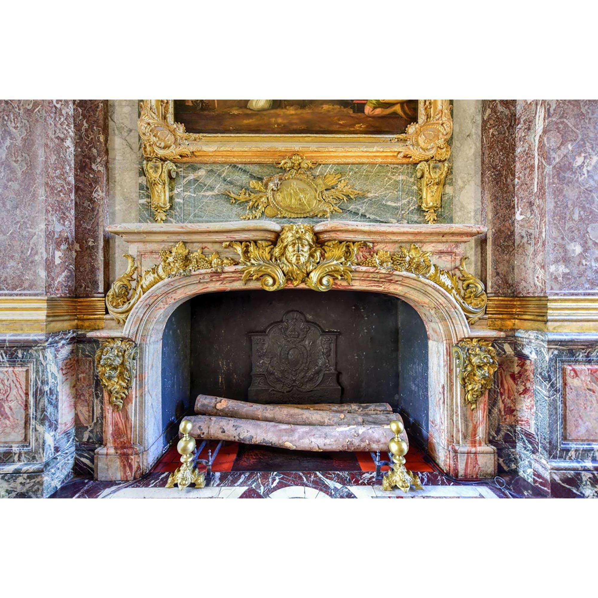 French 19th Century Louis XIV St. Marble Fireplace Mantel with Original Mounts For Sale 3
