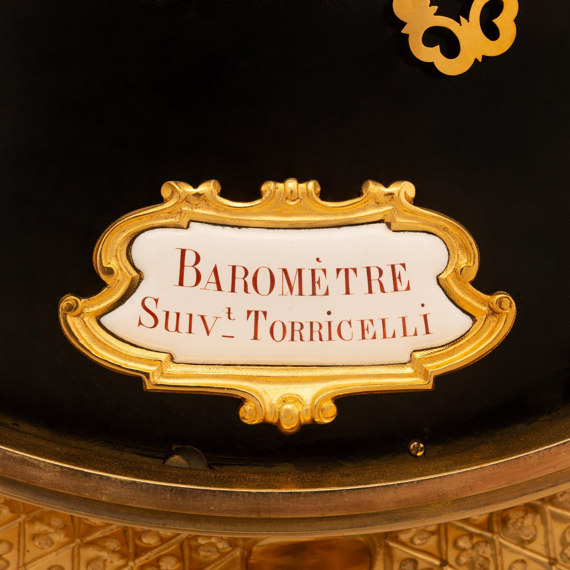 Baromètre français du 19ème siècle de style Louis XIV en bronze doré et patiné en vente 1