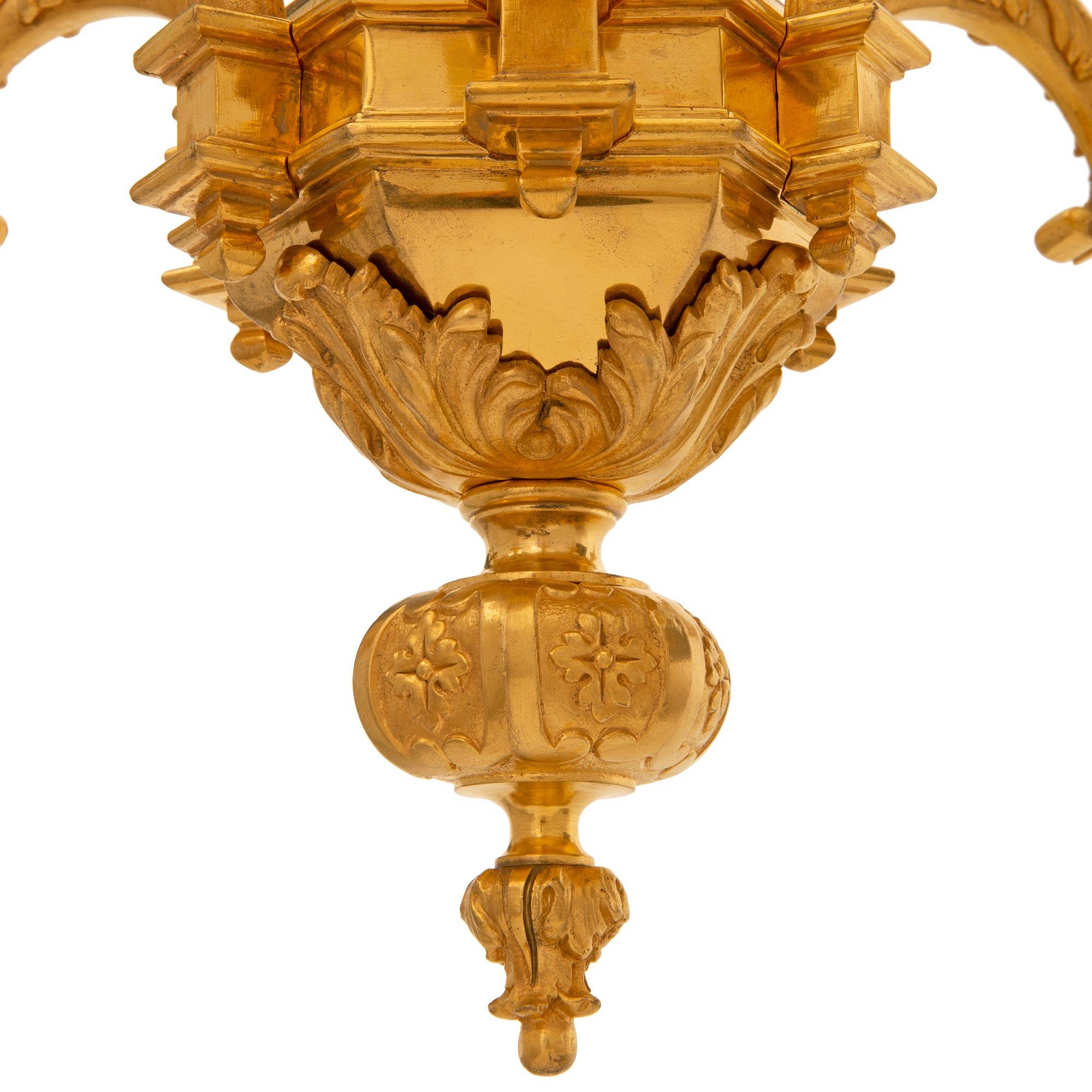 French 19th Century Louis XIV St. Ormolu Chandelier, Attributed To Vian For Sale 3