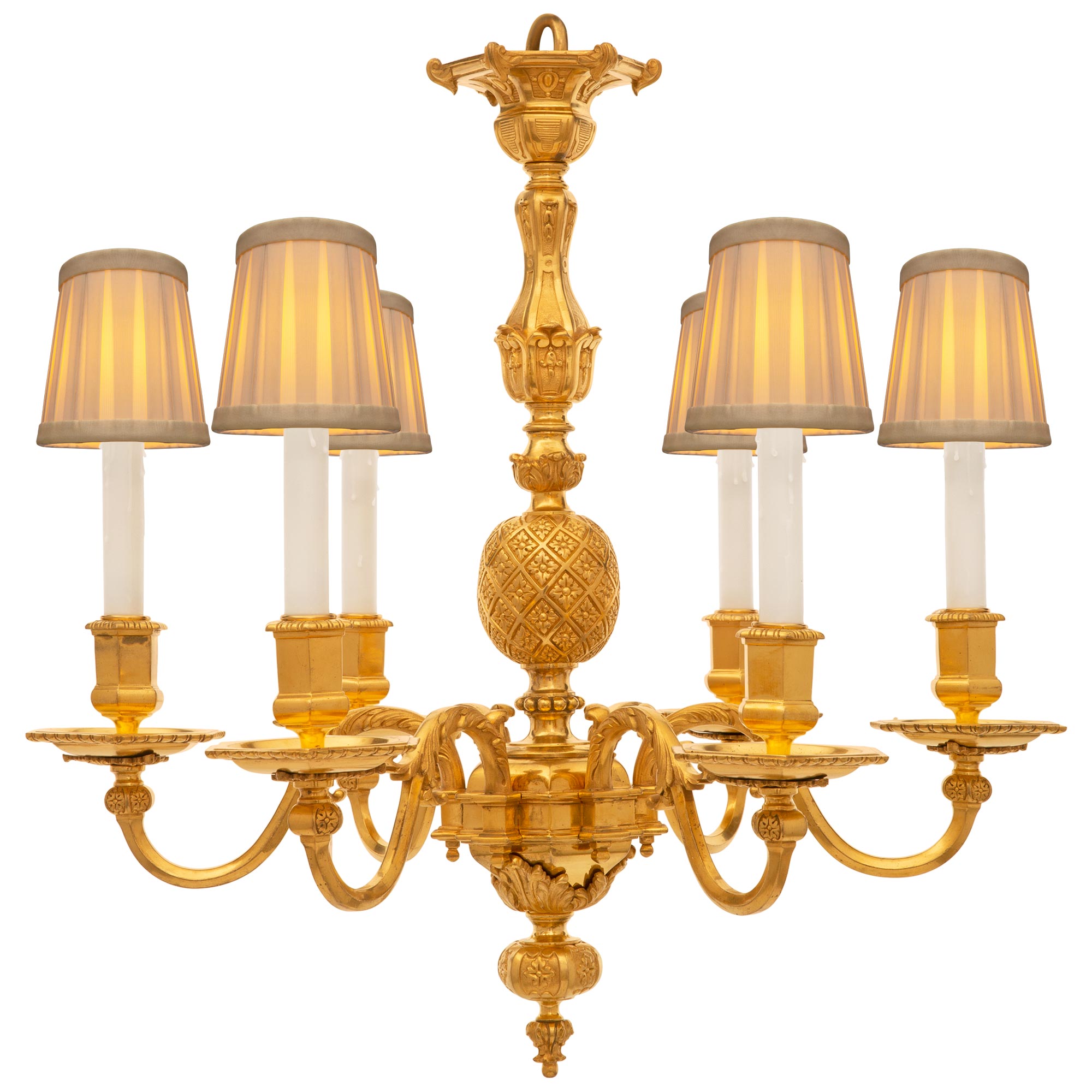 French 19th Century Louis XIV St. Ormolu Chandelier, Attributed To Vian For Sale