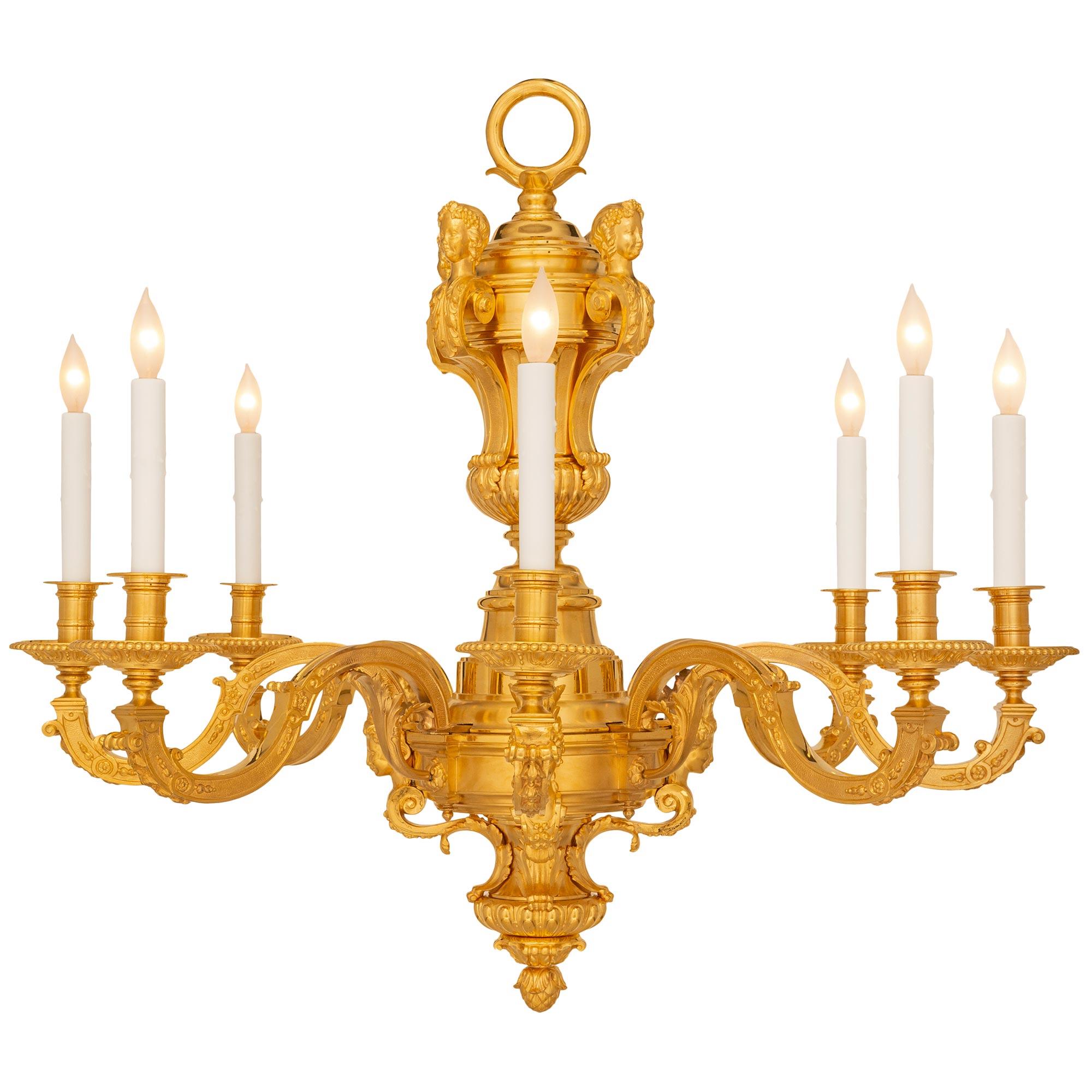 French 19th Century Louis XIV St. Ormolu Chandelier In Good Condition For Sale In West Palm Beach, FL