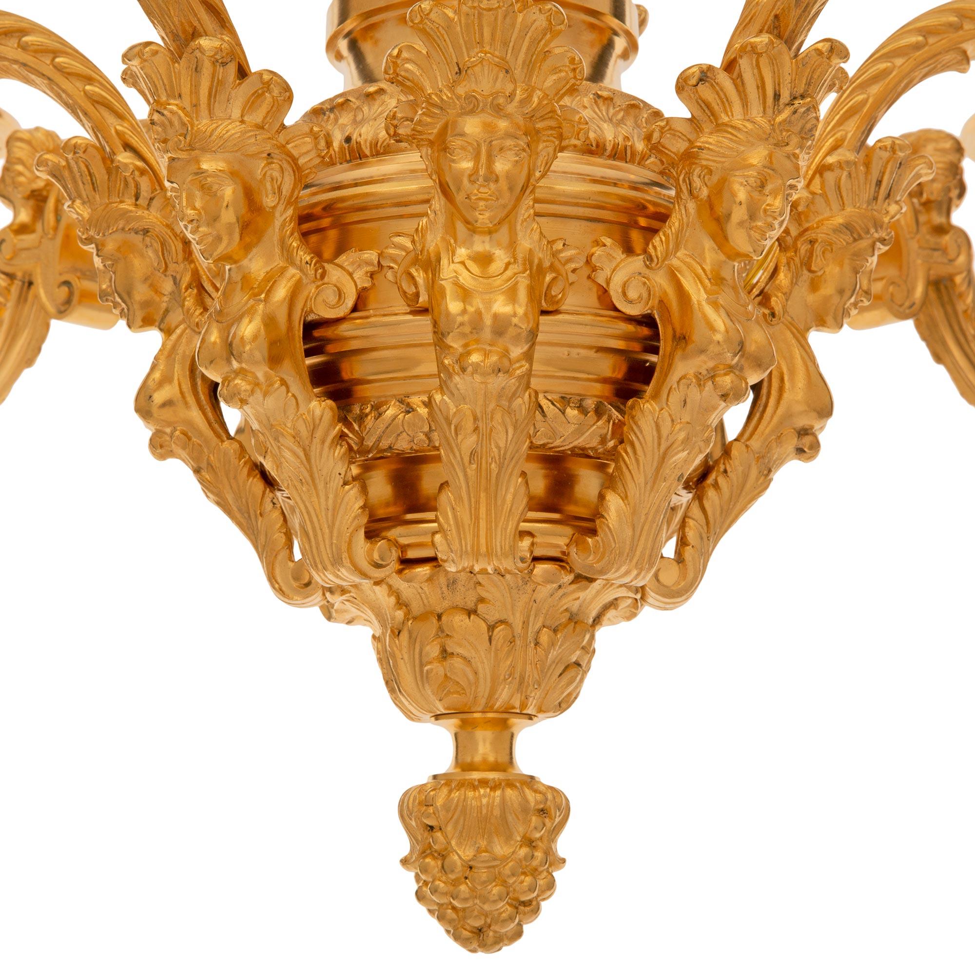 French 19th Century Louis XIV St. Ormolu Chandelier For Sale 2