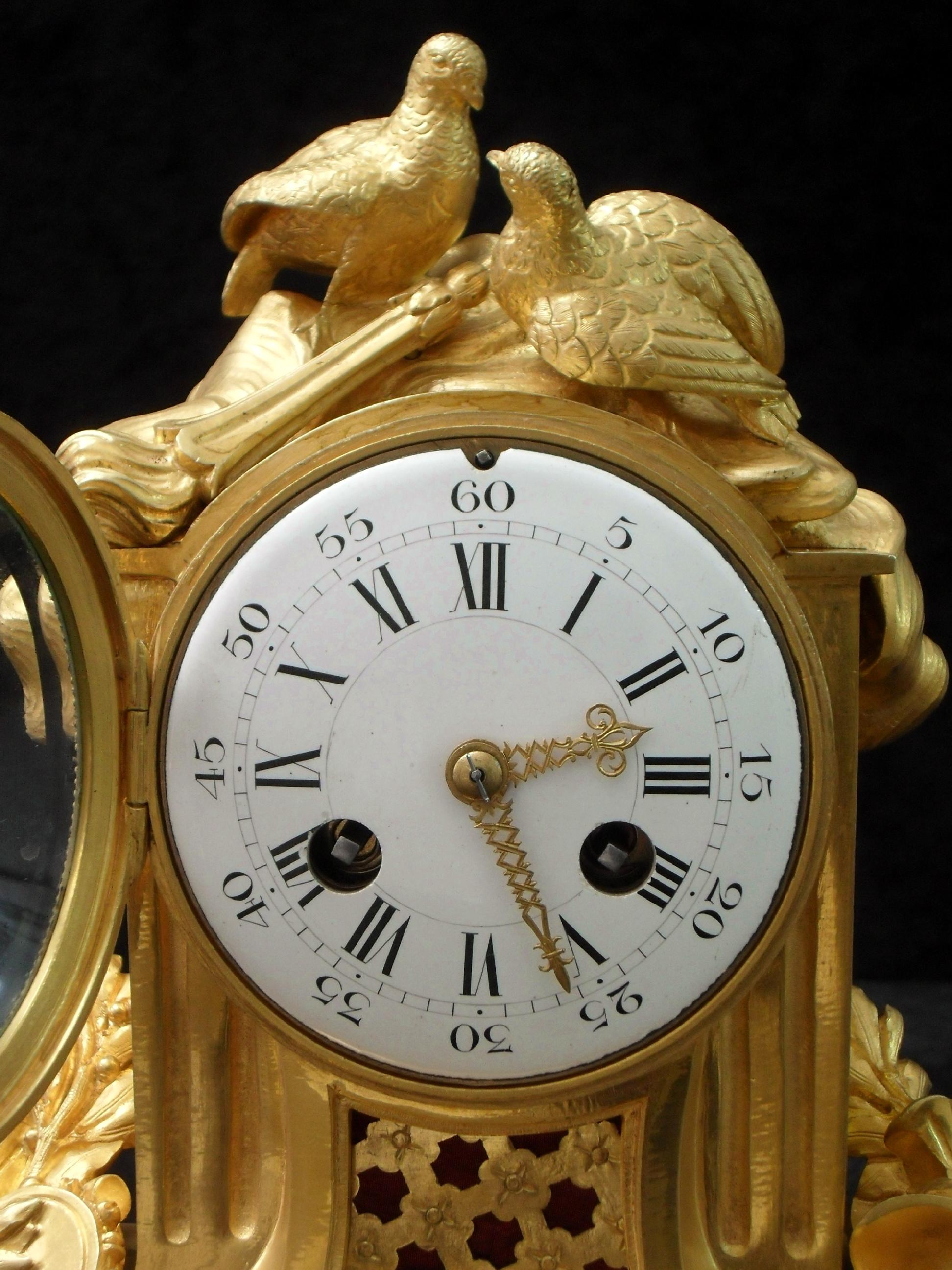 French 19th Century Louis XIV Style Bronze Gilt Mantel Clock In Good Condition For Sale In Macclesfield, GB