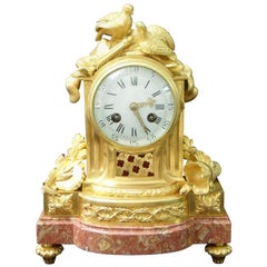 French 19th Century Louis XIV Style Bronze Gilt Mantel Clock