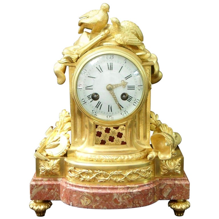French 19th Century Louis XIV Style Bronze Gilt Mantel Clock For Sale