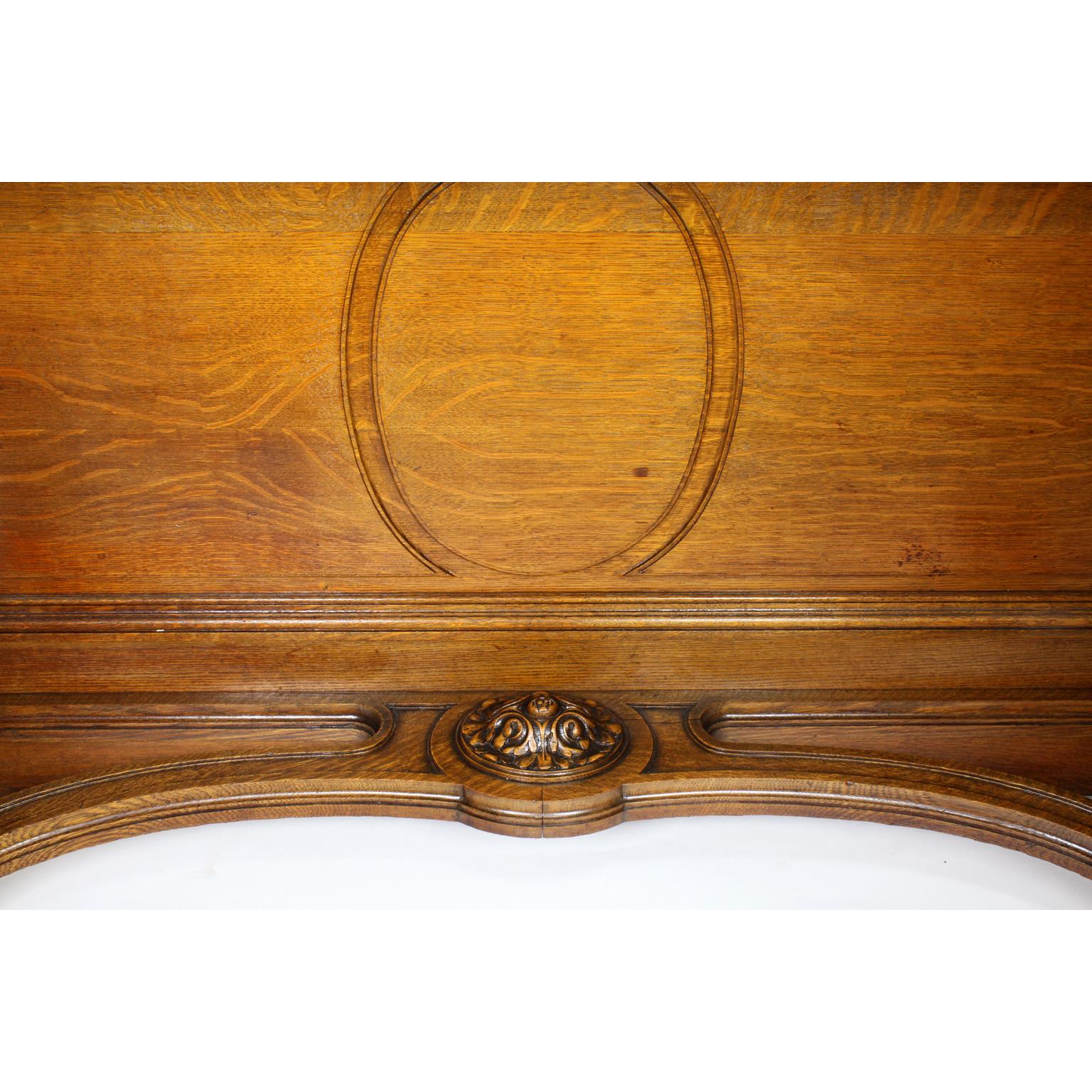 French 19th Century Louis XIV Style Carved Oak Console Buffet Server Marble Top For Sale 3