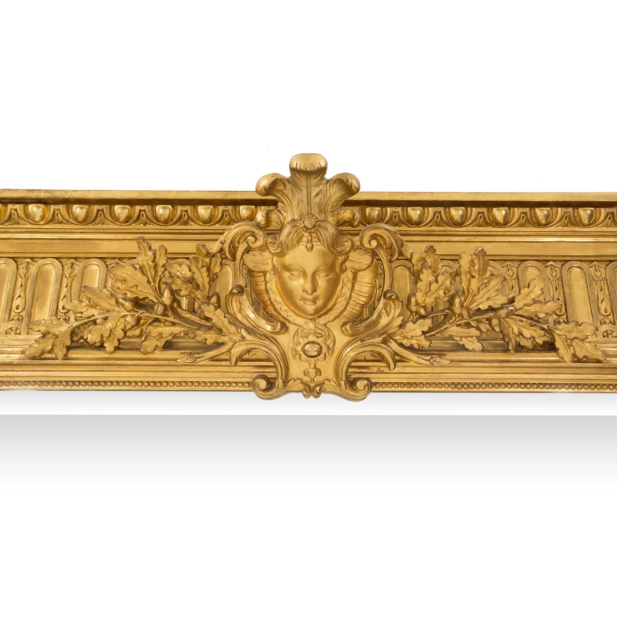 French 19th Century Louis XIV Style Giltwood Mirror In Good Condition For Sale In West Palm Beach, FL