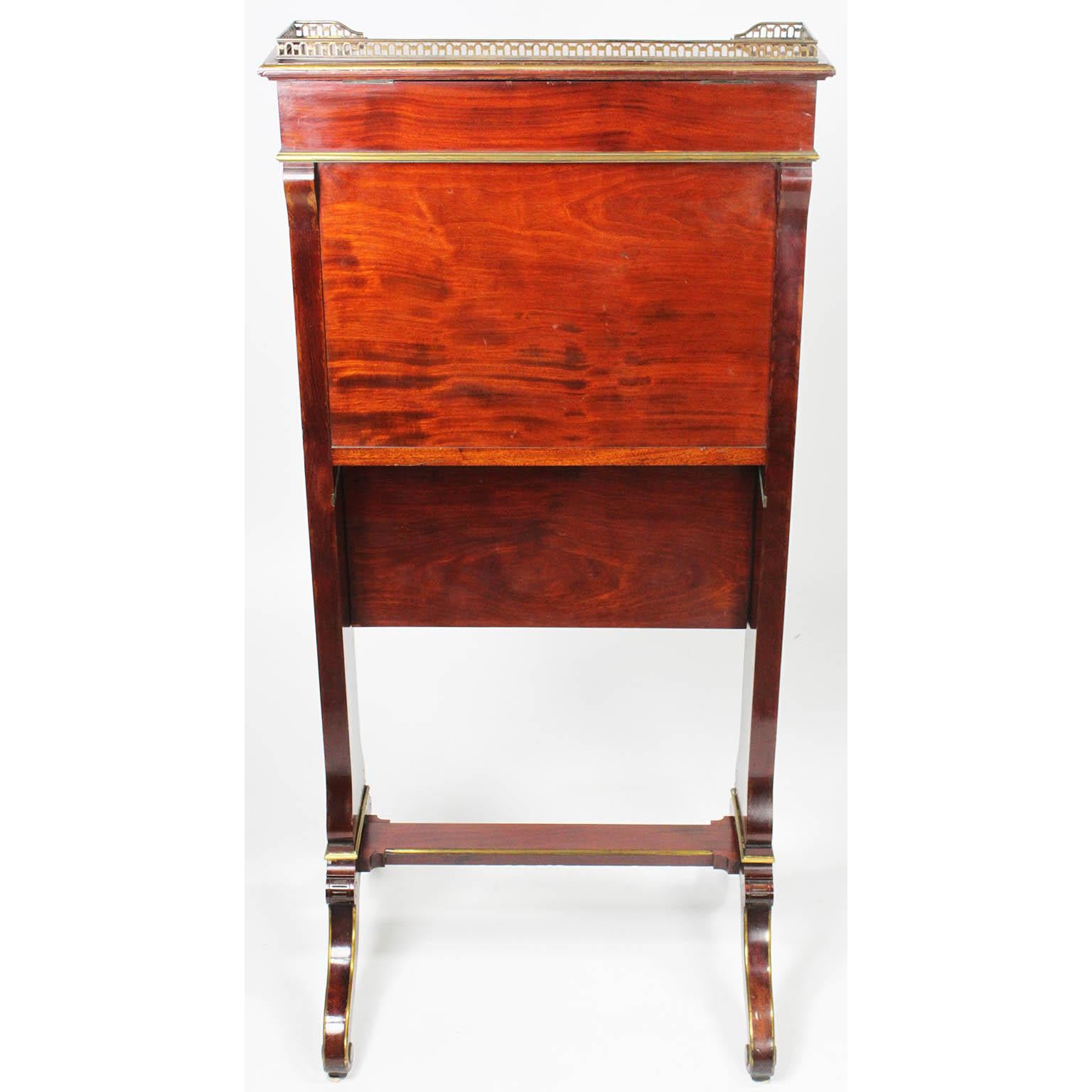 French 19th Century Louis XIV Style Mahogany & Brass Inlay Secretary Boulle Desk For Sale 9