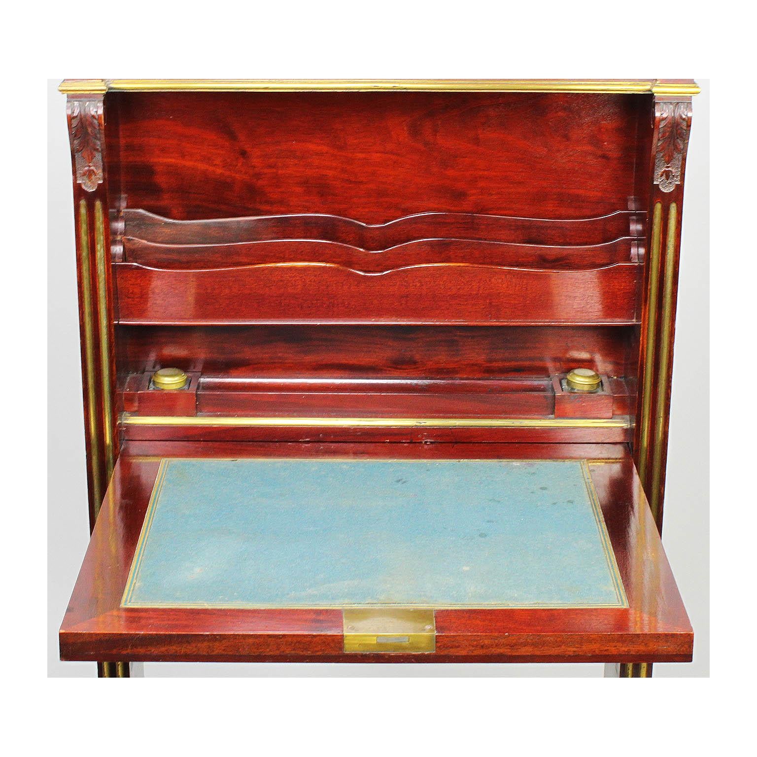 French 19th Century Louis XIV Style Mahogany & Brass Inlay Secretary Boulle Desk For Sale 3