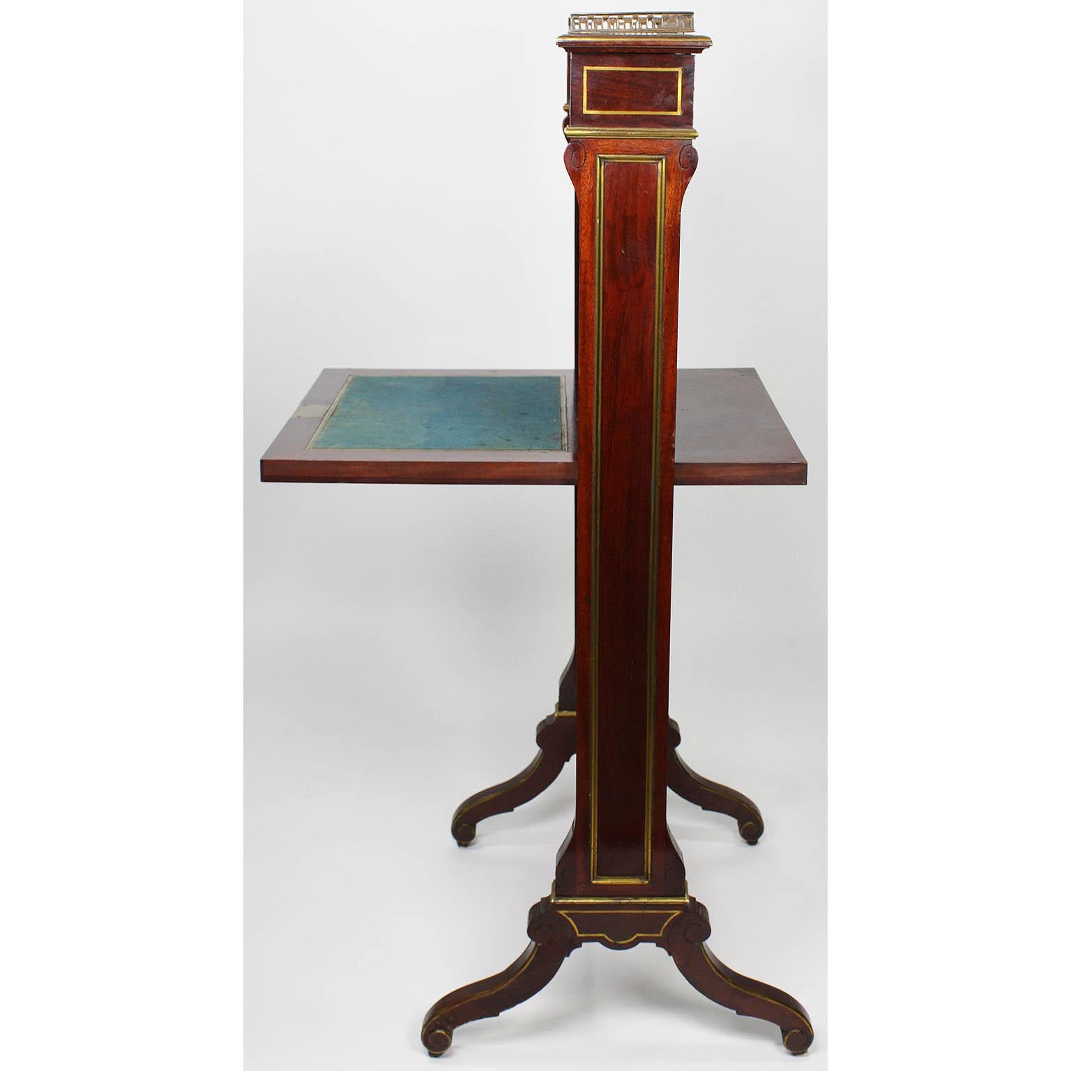 French 19th Century Louis XIV Style Mahogany & Brass Inlay Secretary Boulle Desk For Sale 5