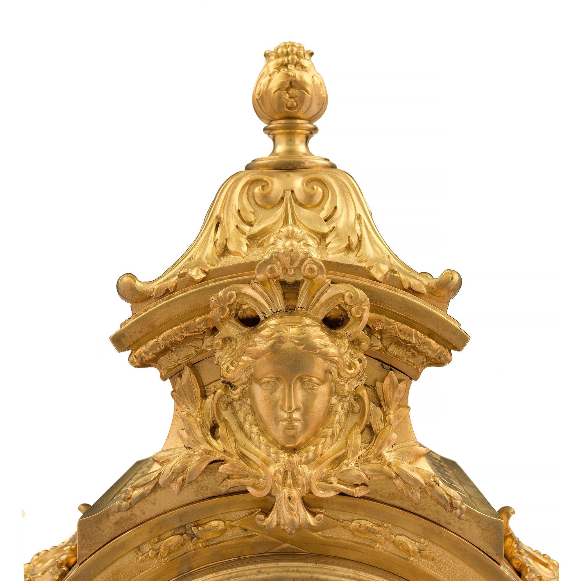 French 19th Century Louis XIV Style Ormolu Cartel Clock In Good Condition For Sale In West Palm Beach, FL