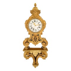Antique French 19th Century Louis XIV Style Ormolu Cartel Clock