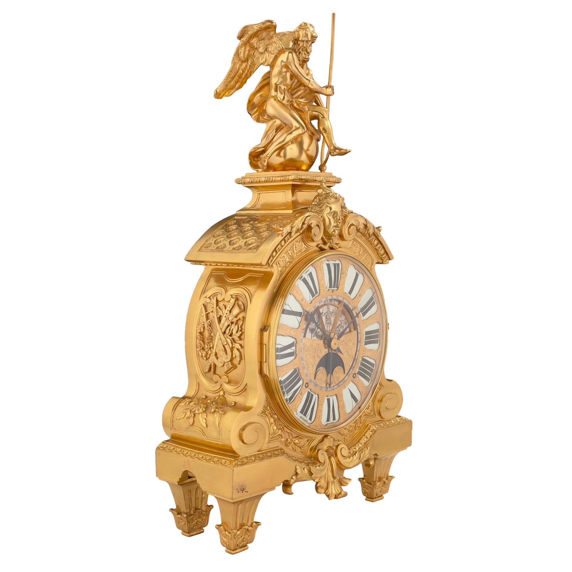 A most impressive French 19th century Louis XIV st. ormolu clock stamped 'DENIERE A PARIS