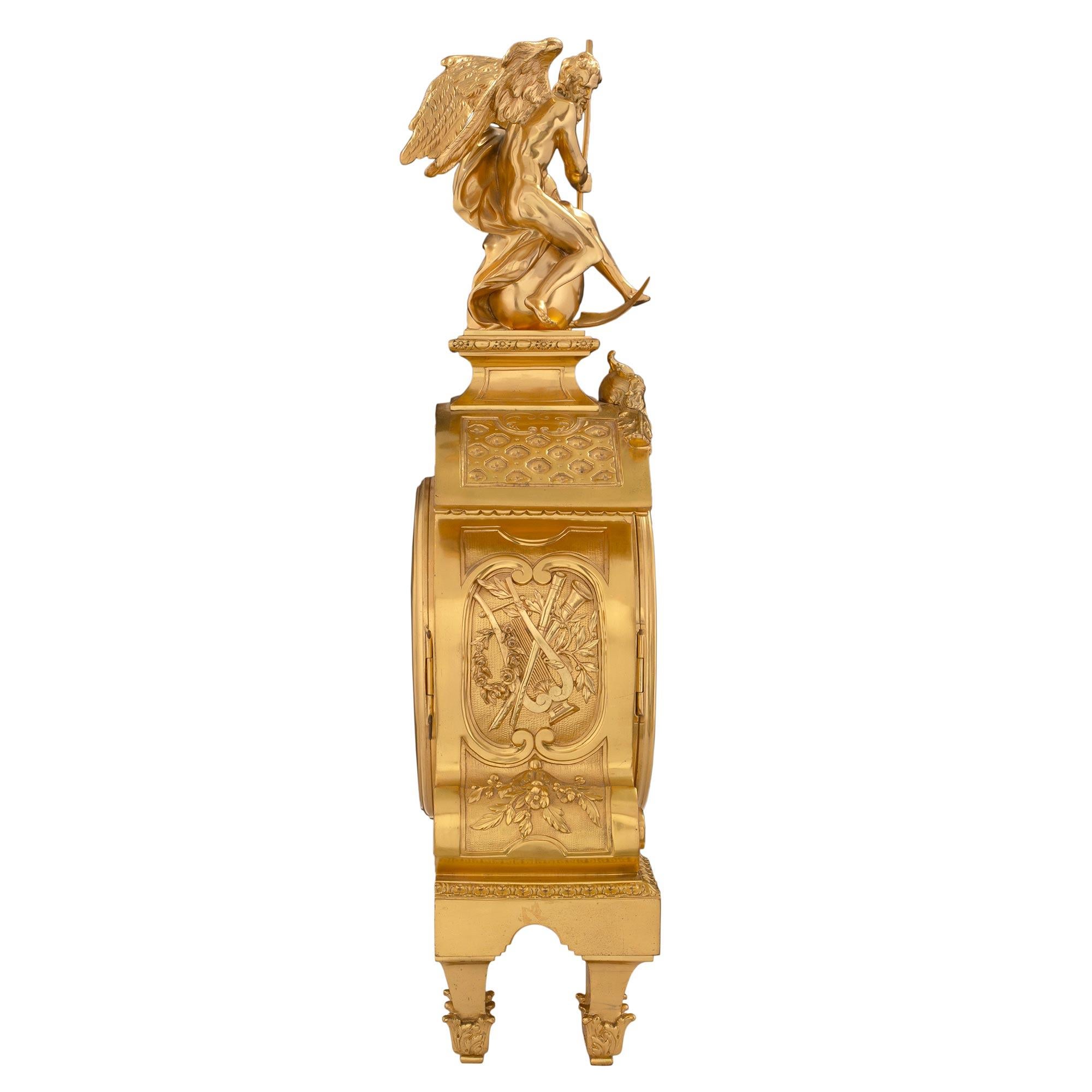 French 19th Century Louis XIV Style Ormolu Clock Stamped ‘DENIERE A PARIS” In Good Condition For Sale In West Palm Beach, FL