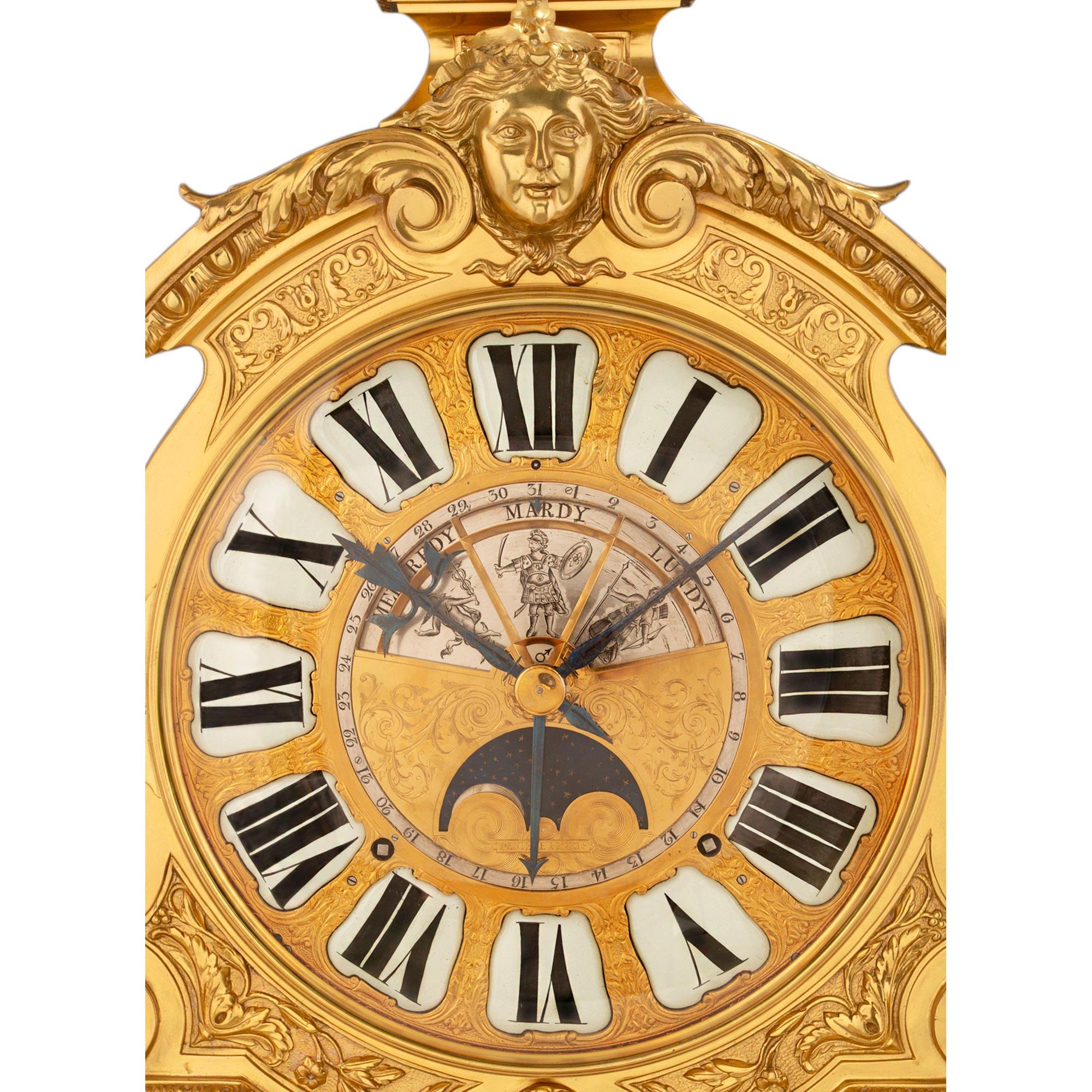 Goldbronze-Uhr im Louis XIV.-Stil des 19. Jahrhunderts, gestempelt DENIERE A PARIS im Angebot 3