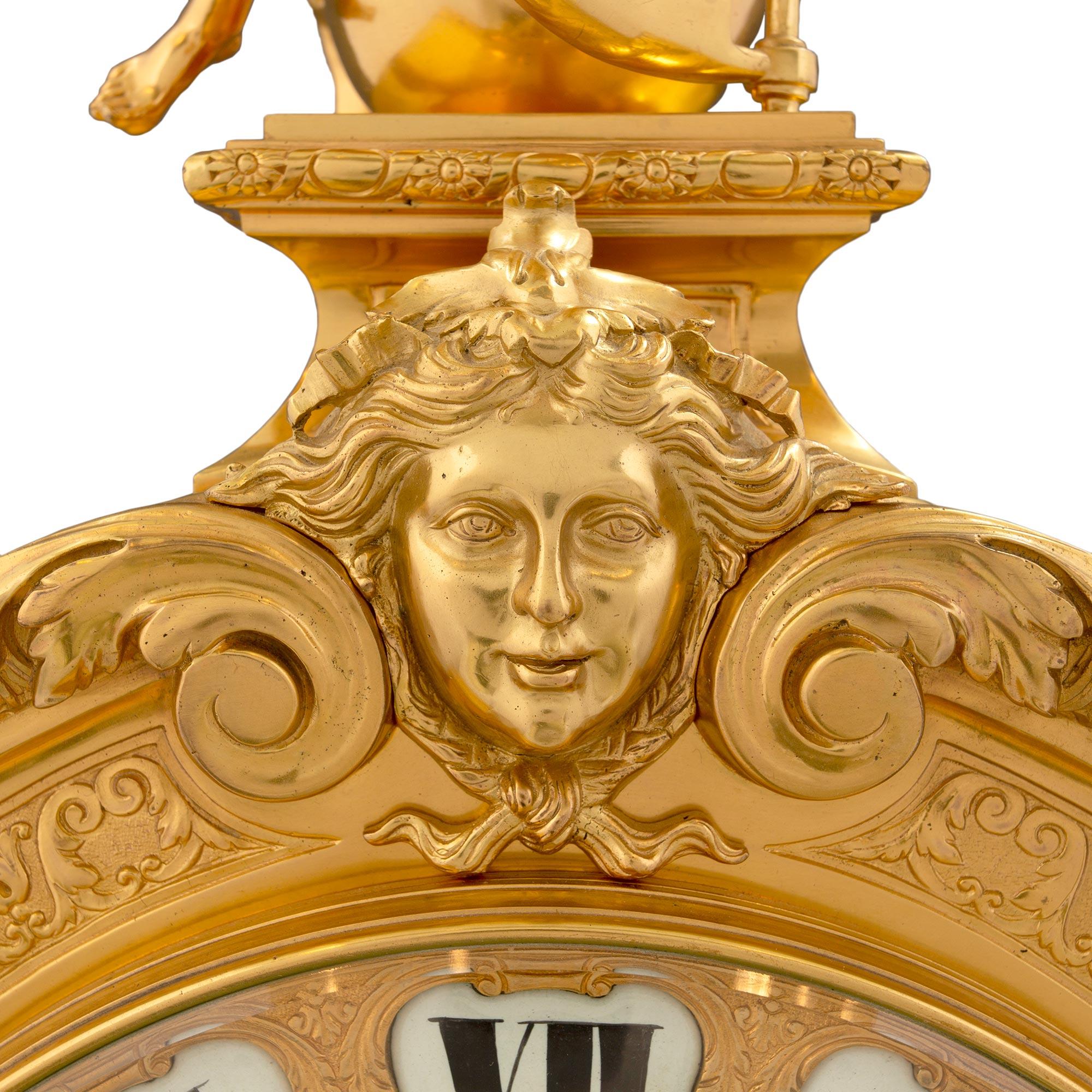 Goldbronze-Uhr im Louis XIV.-Stil des 19. Jahrhunderts, gestempelt DENIERE A PARIS im Angebot 5