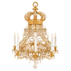 French 19th Century Louis XIV Style Ormolu, Crystal and Glass Royal Chandelier
