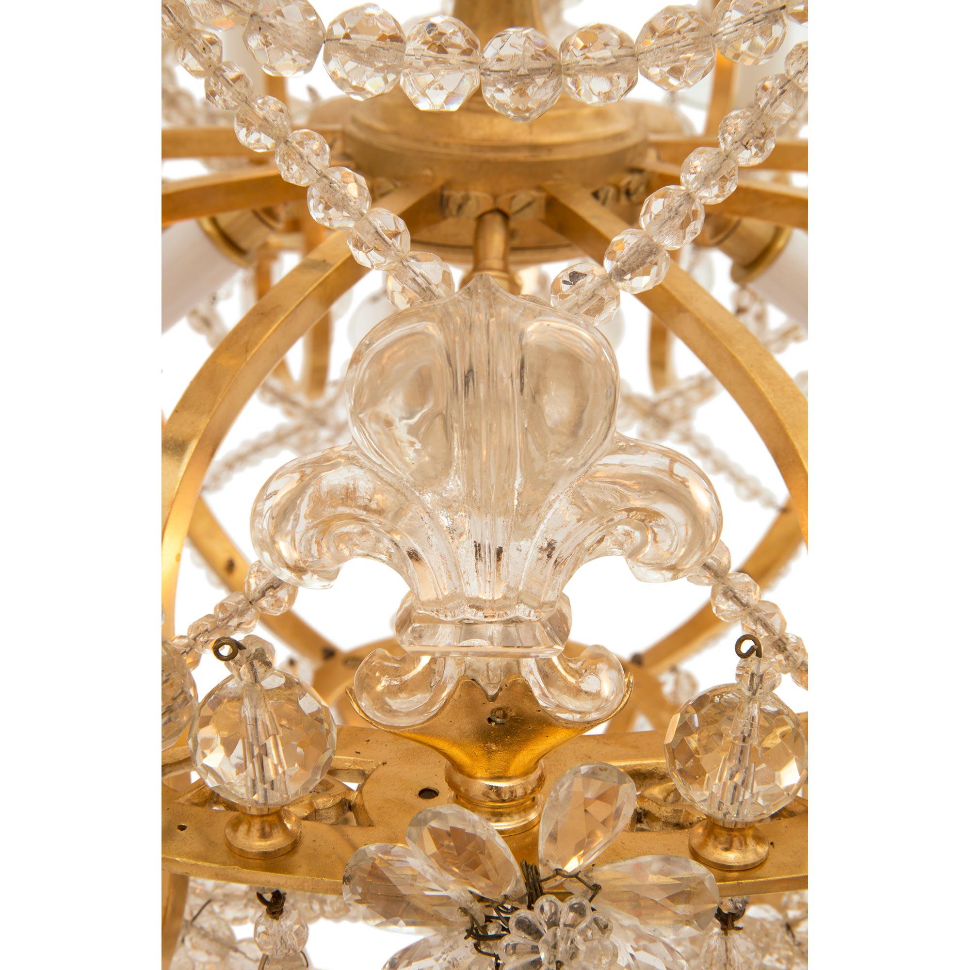 French 19th Century Louis XIV Style Ormolu, Crystal and Glass Royal Chandelier For Sale 4