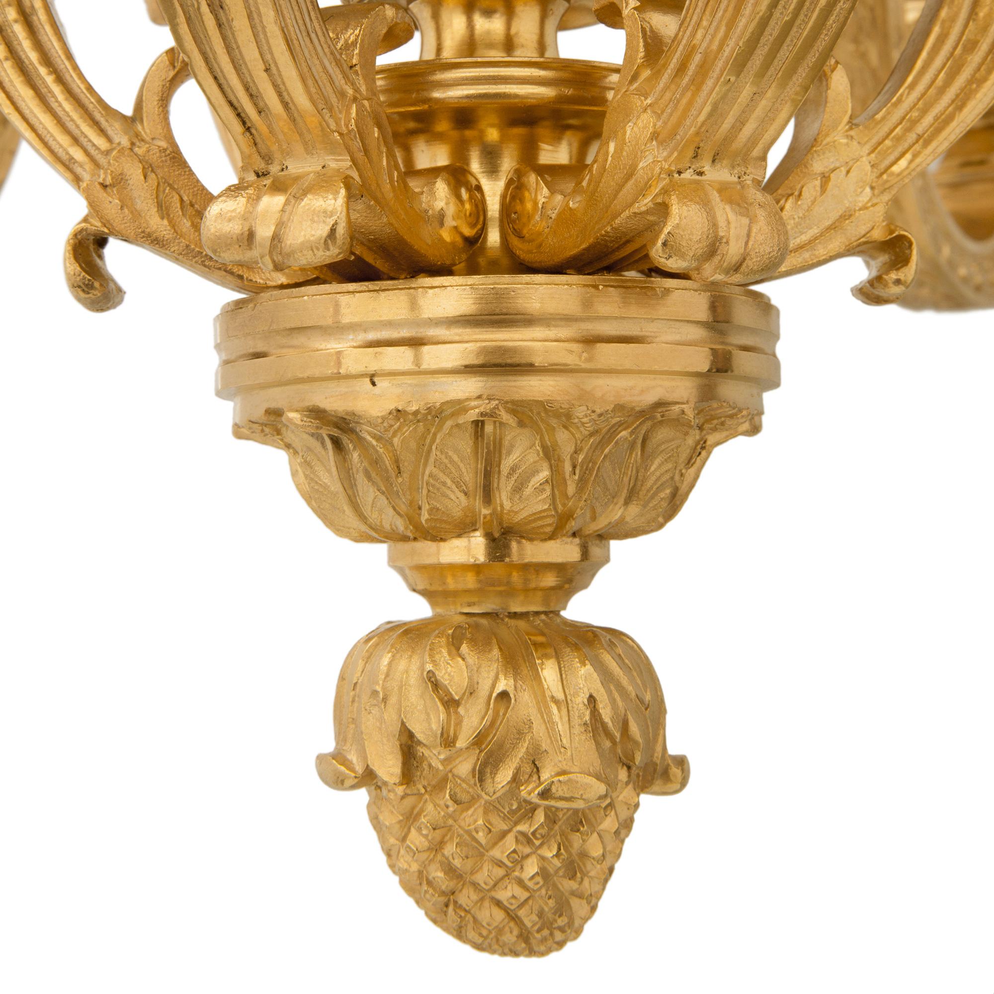 French 19th Century Louis XIV Style Ormolu Six-Arm Chandelier For Sale 7