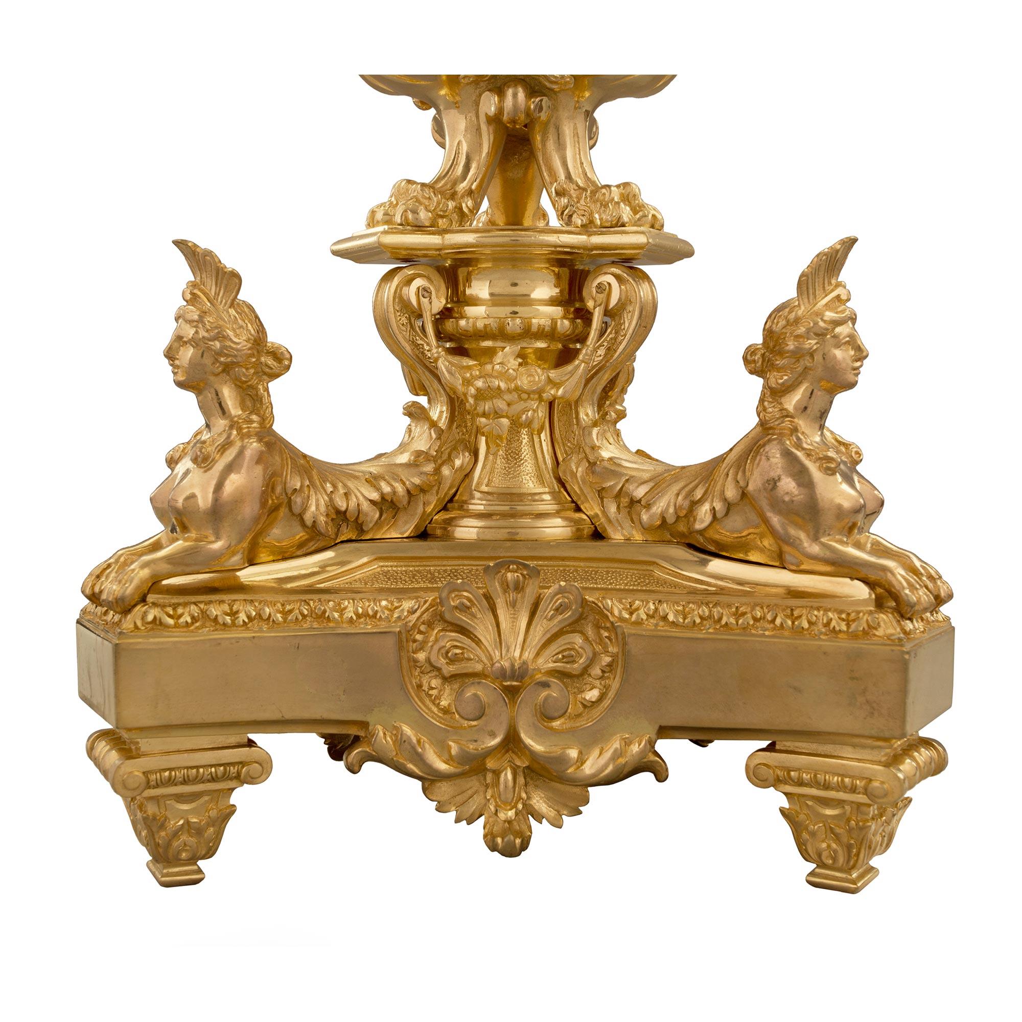French 19th Century Louis XIV Style Ormolu Three-Piece Garniture Set For Sale 13