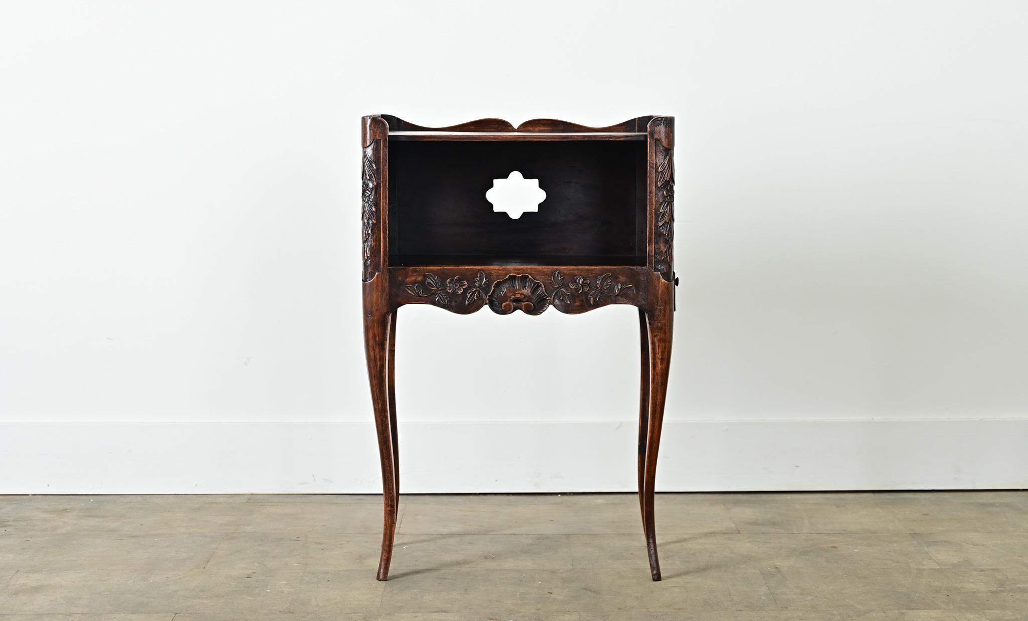 Carved French 19th Century Louis XV Bedside Table For Sale