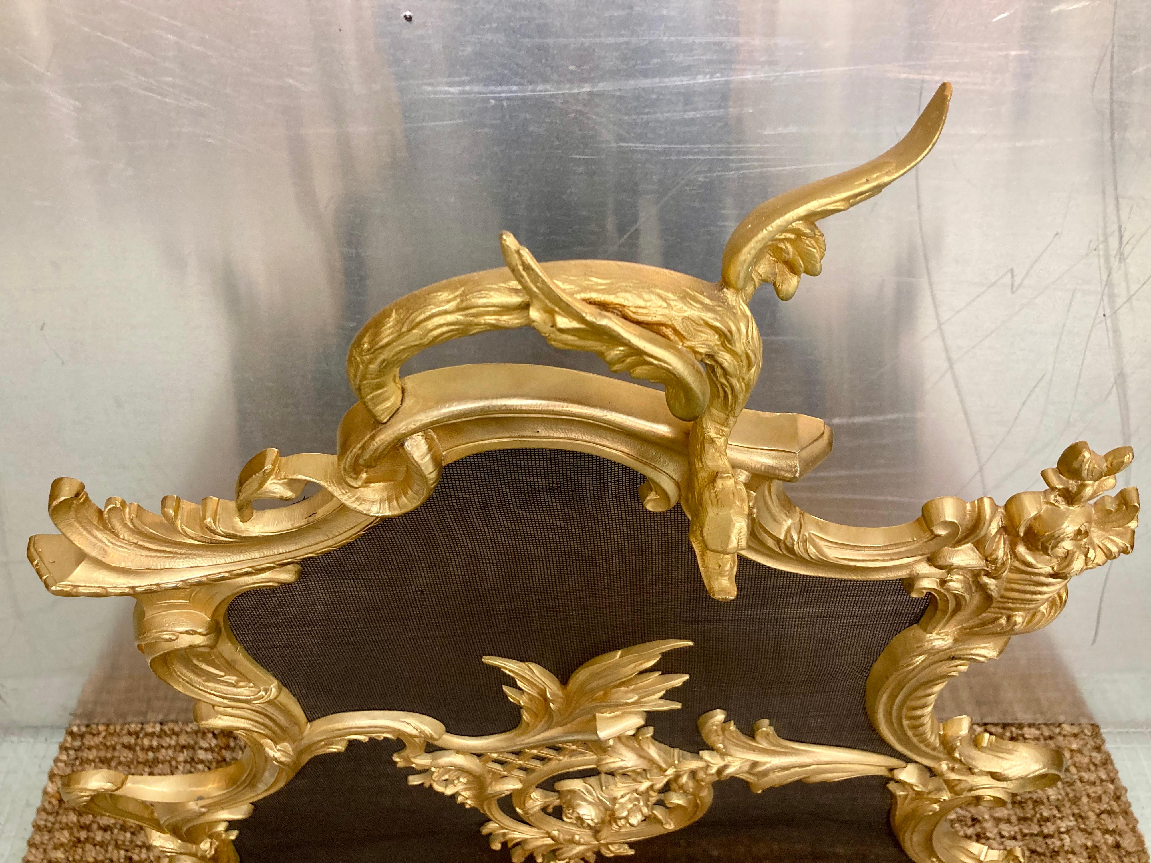 Französisch 19. Jahrhundert Louis XV Bronze 2-Piece Feuer Bildschirm und Fender (Französische Provence) im Angebot