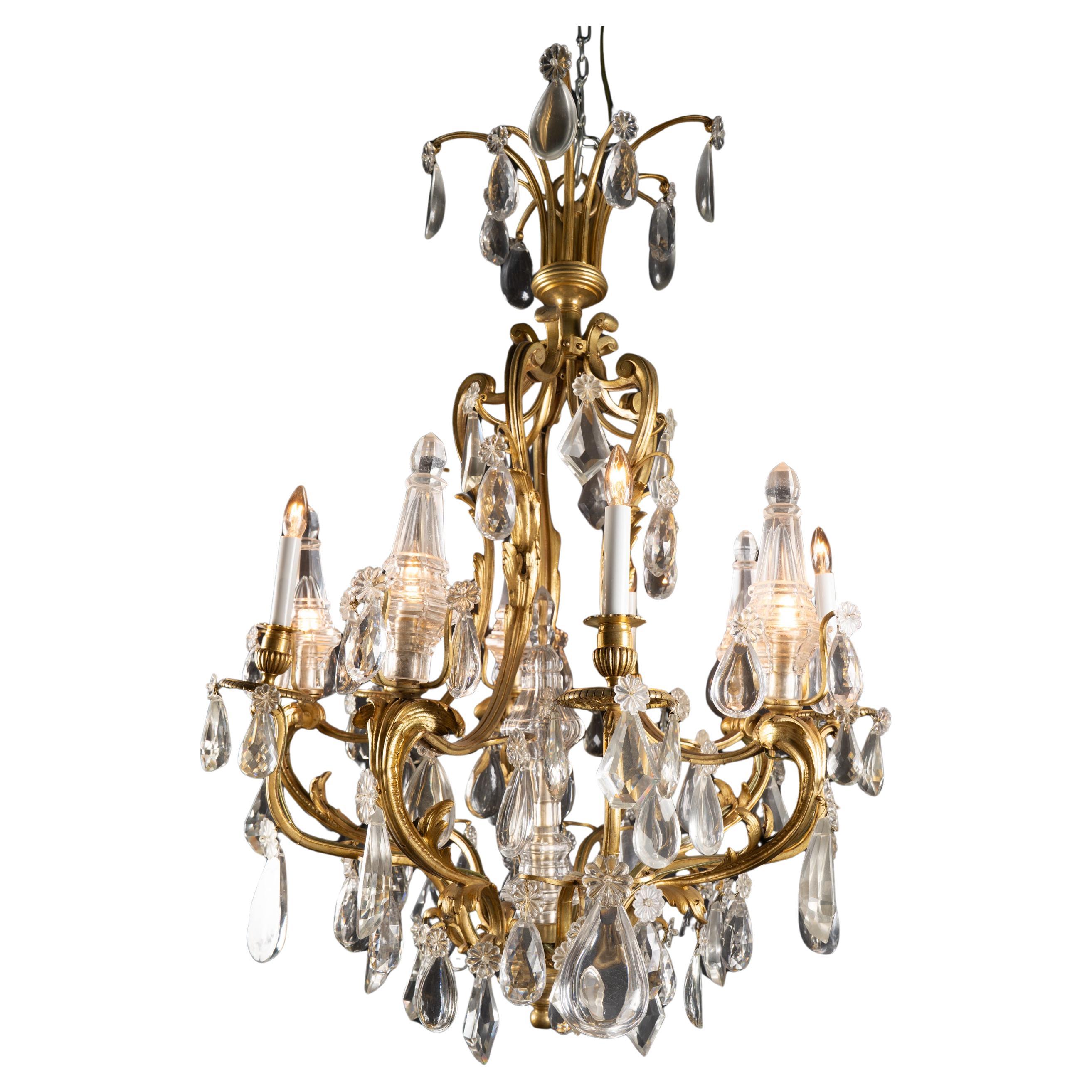 French 19th Century Louis XV Bronze d’Ore and Crystal Chandelier