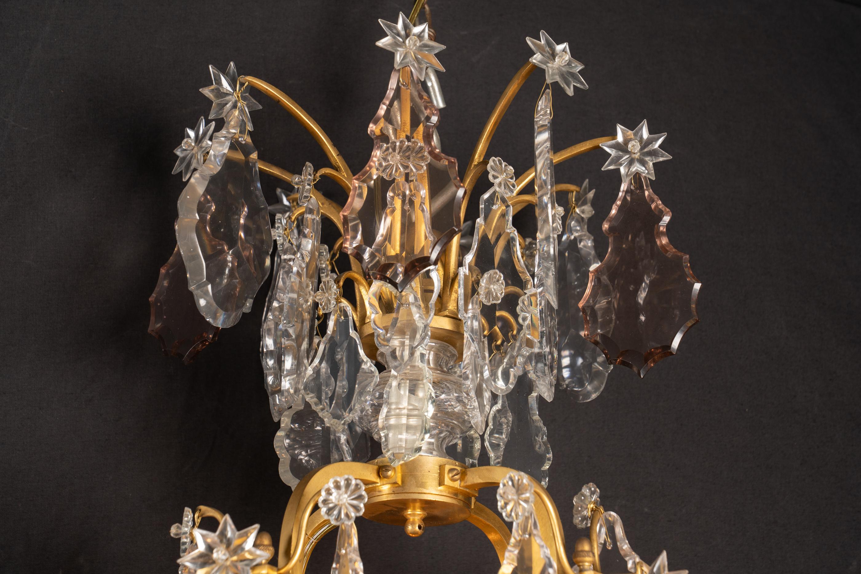 French 19th Century Louis XV Bronze d’Ore & Crystal Chandelier For Sale 1
