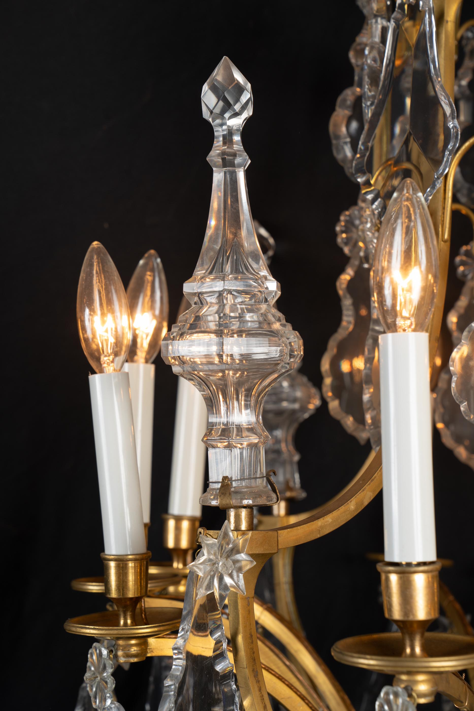 French 19th Century Louis XV Bronze d’Ore & Crystal Chandelier For Sale 2