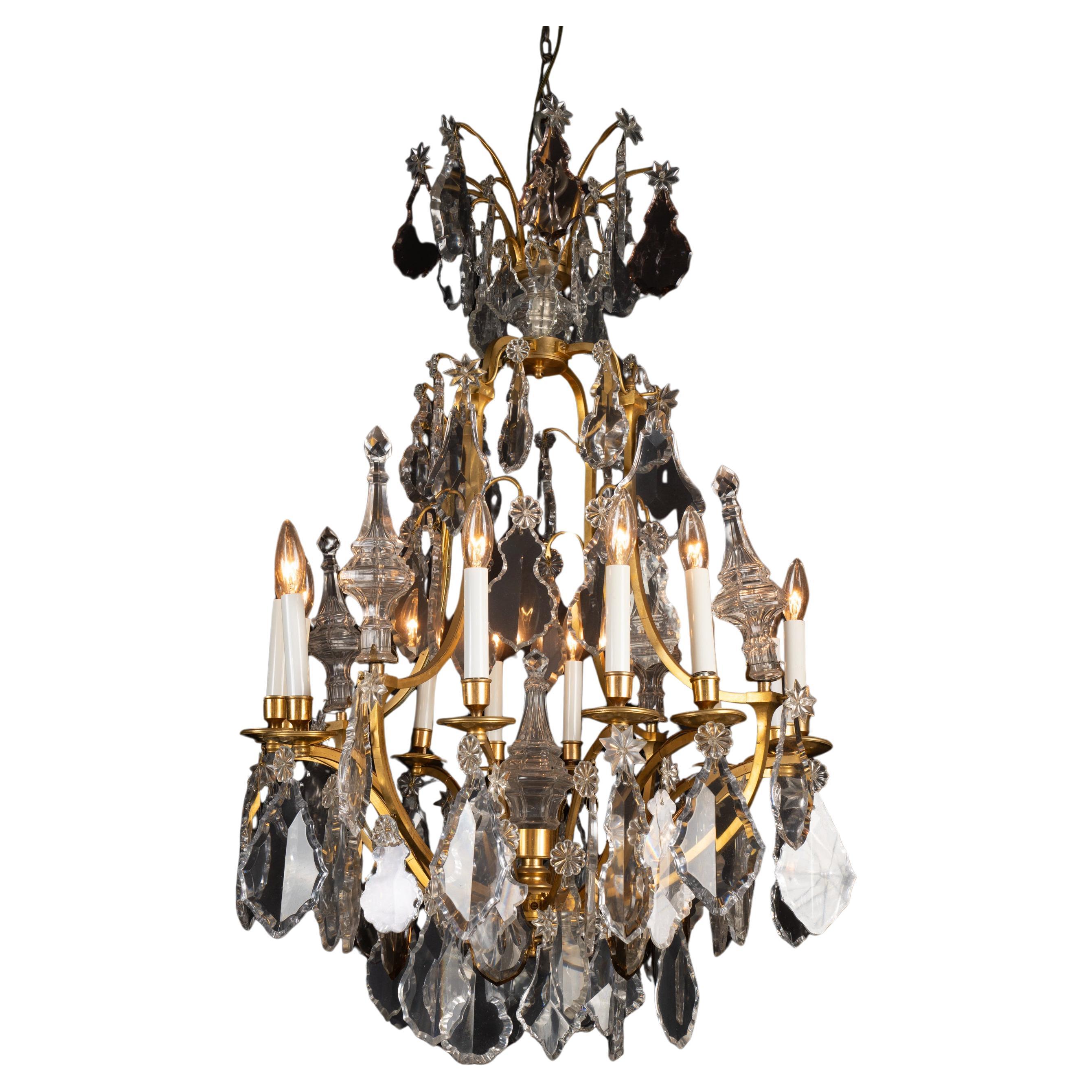 French 19th Century Louis XV Bronze d’Ore & Crystal Chandelier For Sale