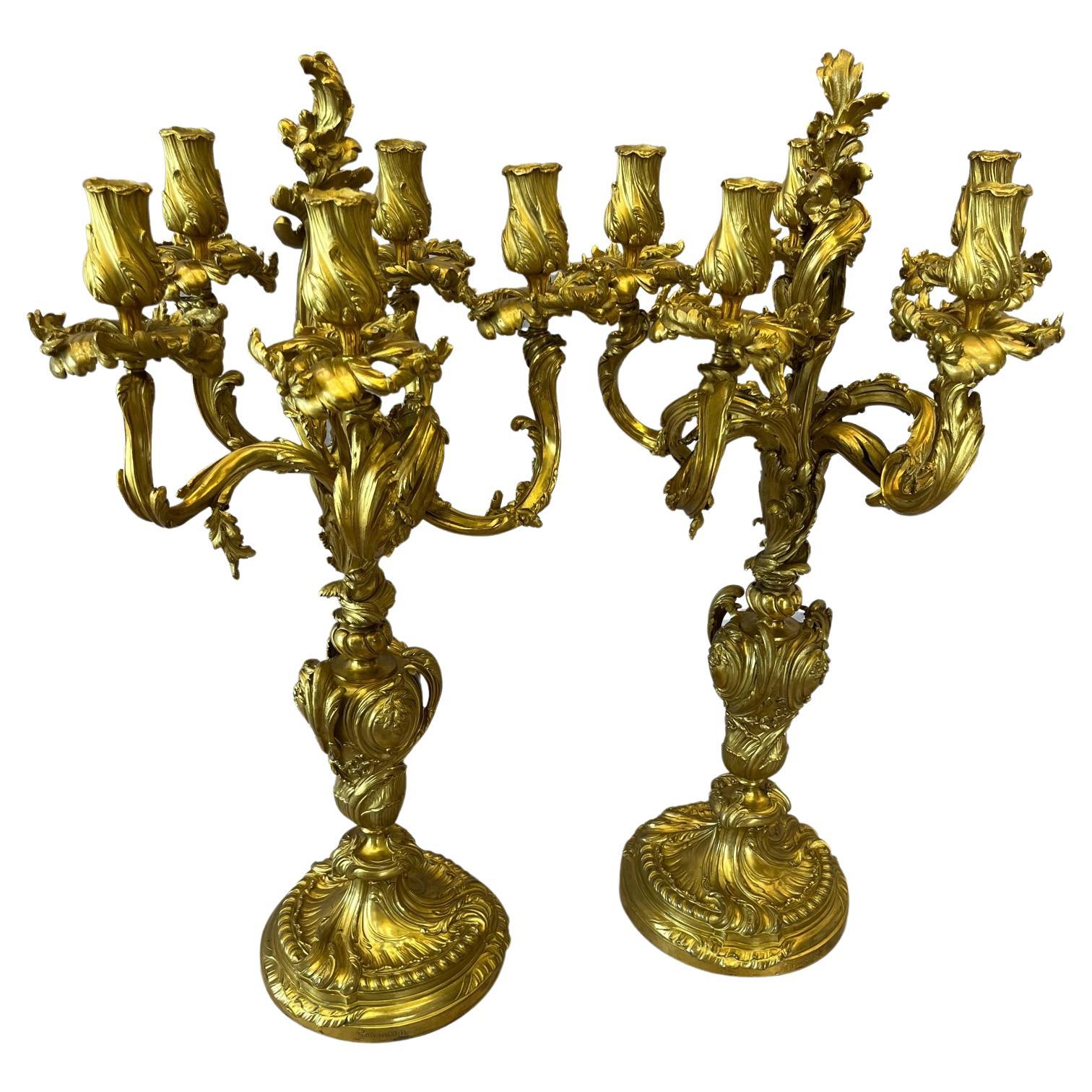 French 19th Century Louis XV Candelabras Germain