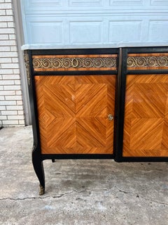 French 19th Century Louis XV Carrara Marble Top Mahogany Sideboard