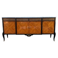 French 19th Century Louis XV Carrara Marble Top Mahogany Sideboard