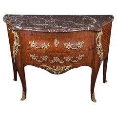 French 19th Century Louis XV Commode with Bronze Mounts and Marble Top