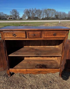French 19th Century Louis XV Country Solid Walnut Sideboard / Buffet