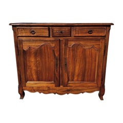 French 19th Century Louis XV Country Solid Walnut Sideboard / Buffet