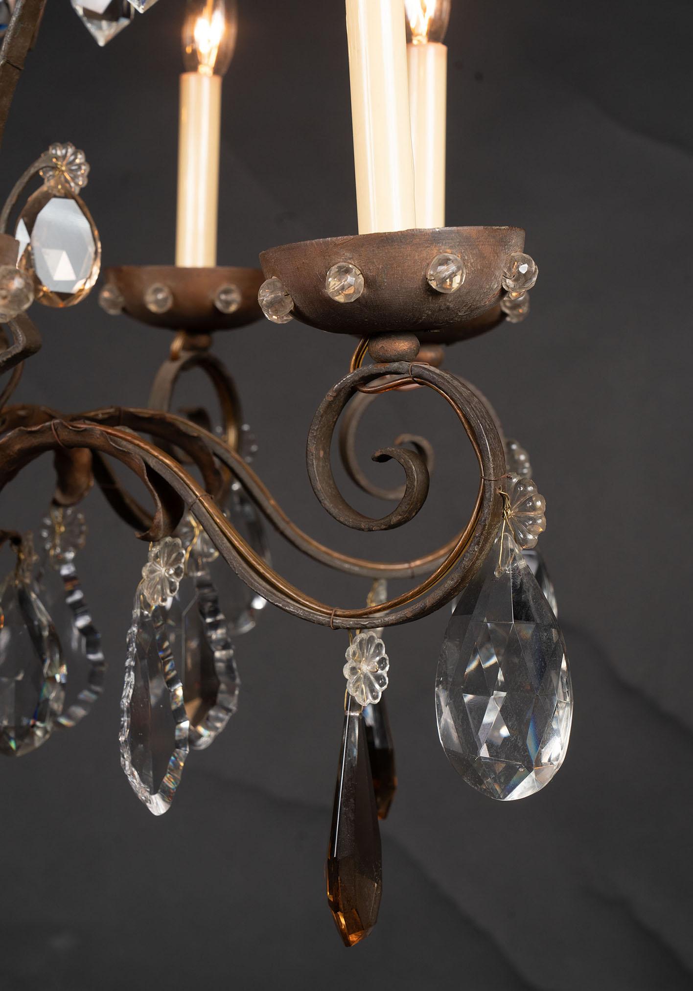 French 19th Century Louis XV Iron & Crystal Chandelier For Sale 1